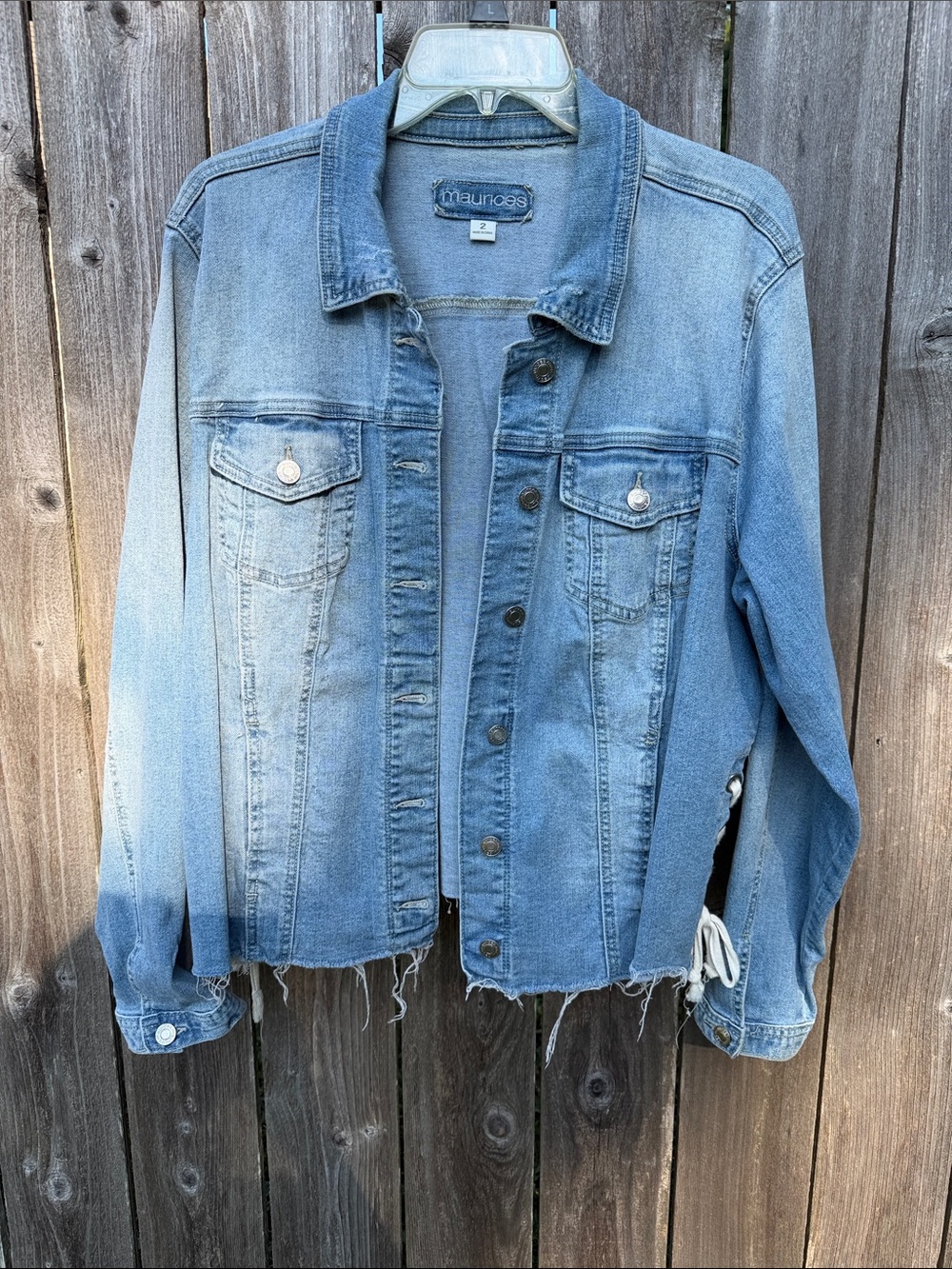 Maurices Light Blue Distressed Denim Jacket